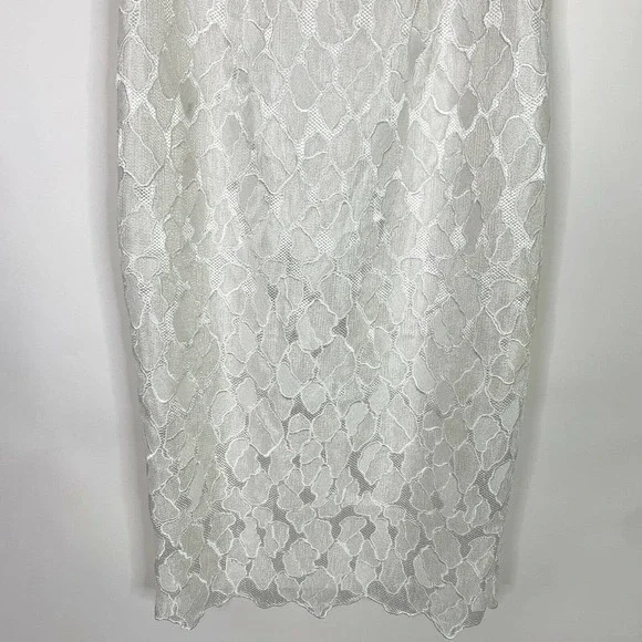 Monique Lhuillier Dress 4 Wht Lace Cocktail High Neck Structured 444209 NWT $598 - Picture 3 of 12
